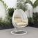 White Wicker Hanging Egg Swing Chair - Taupe by LeisureMod