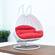 Wicker Hanging Egg Swing Chair - Double Seater - White w/Red Seat by LeisureMod