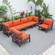 Hamilton 6-Piece Aluminum Patio Conversation Set w/Cushions - Orange by LeisureMod