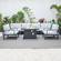 Hamilton 7-Piece Aluminum Patio Conversation Set w/Fire Pit Table & Cushions - Light Grey by LeisureMod
