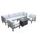 Hamilton 7-Piece Aluminum Patio Conversation Set w/Fire Pit Table & Cushions - Light Grey by LeisureMod