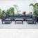 Hamilton 7-Piece Aluminum Patio Conversation Set w/Coffee Table & Cushions - Black by LeisureMod