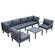 Hamilton 7-Piece Aluminum Patio Conversation Set w/Coffee Table & Cushions - Black by LeisureMod