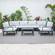 Hamilton 7-Piece Aluminum Patio Conversation Set w/Coffee Table & Cushions - Light Grey by LeisureMod