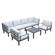 Hamilton 7-Piece Aluminum Patio Conversation Set w/Coffee Table & Cushions - Light Grey by LeisureMod