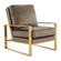 Jefferson Velvet Design Accent Armchair With Gold Frame Dark Grey by LeisureMod