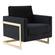 Lincoln Modern Midnight Black Upholstered Velvet Accent Armchair w/Gold Frame by Leisuremod