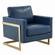 Lincoln Modern Navy Blue Upholstered Leather Accent Armchair w/Gold Frame by Leisuremod