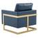 Lincoln Modern Navy Blue Upholstered Leather Accent Armchair w/Gold Frame by Leisuremod