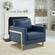 Lincoln Modern Navy Blue Upholstered Leather Accent Armchair w/Gold Frame by Leisuremod