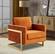 Lincoln Velvet Accent Armchair With Gold Frame Orange Marmalade by LeisureMod