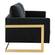 Lincoln Modern Midnight Black Mid-Century Upholstered Velvet Loveseat w/Gold Frame by Leisuremod
