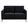 Lincoln Modern Midnight Black Mid-Century Upholstered Velvet Loveseat w/Gold Frame by Leisuremod