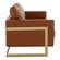 Lincoln Modern Cognac Tan Mid-Century Upholstered Leather Loveseat w/Gold Frame by Leisuremod