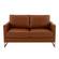 Lincoln Modern Cognac Tan Mid-Century Upholstered Leather Loveseat w/Gold Frame by Leisuremod