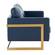 Lincoln Modern Navy Blue Mid-Century Upholstered Leather Loveseat w/Gold Frame by Leisuremod