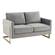 Lincoln Modern Light Grey Mid-Century Upholstered Velvet Loveseat w/Gold Frame by Leisuremod