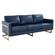 Lincoln Modern Navy Blue Mid-Century Upholstered Leather Sofa w/Gold Frame by LeisureMod