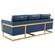 Lincoln Modern Navy Blue Mid-Century Upholstered Leather Sofa w/Gold Frame by LeisureMod