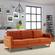 Lincoln Modern Orange Marmalade Mid-Century Upholstered Velvet Sofa w/Gold Frame by LeisureMod