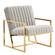 Montgomery Velvet Pinstripe Design Accent Armchair With Gold Frame Light Grey by LeisureMod