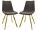 Markley Modern Leather Dining Chair w/Gold Legs Grey, Set of 2 by LeisureMod