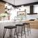 Millard Leather Bar Stool With Metal Frame, Charcoal Black by LeisureMod