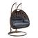 Mendoza Dark Brown Wicker Hanging 2 Person Egg Swing Chair - Charcoal Blue by LeisureMod