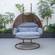 Mendoza Dark Brown Wicker Hanging 2 Person Egg Swing Chair - Charcoal Blue by LeisureMod