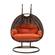 Mendoza Dark Brown Wicker Hanging 2 Person Egg Swing Chair - Orange by LeisureMod
