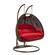 Mendoza Dark Brown Wicker Hanging 2 Person Egg Swing Chair - Red by LeisureMod