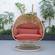 Mendoza Light Brown Wicker Hanging 2 Person Egg Swing Chair - Cherry by LeisureMod