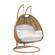 Mendoza Light Brown Wicker Hanging 2 Person Egg Swing Chair - White by LeisureMod