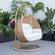 Mendoza Light Brown Wicker Hanging 2 Person Egg Swing Chair - White by LeisureMod