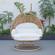 Mendoza Light Brown Wicker Hanging 2 Person Egg Swing Chair - White by LeisureMod