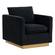 Nervo Velvet Accent Armchair w/Gold Frame - Midnight Black by LeisureMod