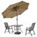 Sierra Beige Modern 9 ft Steel Market Patio Umbrella w/Solar Powered Led & Tilt by LeisureMod