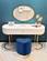 Heart Navy Blue Velvet Ottoman Stool by Meridian Furniture
