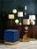 Jax Navy Blue & Gold Velvet Ottoman Stool by Meridian Furniture