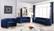 Julian Navy Blue & Gold Velvet Sofa by Meridian Furniture
