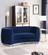 Julian Navy Blue & Chrome Velvet Loveseat by Meridian Furniture