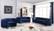 Julian Navy Blue & Chrome Velvet Sofa by Meridian Furniture