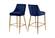 Karina Navy Blue & Gold Velvet Counter Stool (Set of 2) by Meridian Furniture