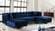 Moda Navy Blue Velvet Three Piece Sectional Sofa by Meridian Furniture