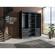 Monaco 3 Door Modern 71 Inch Black Wardrobe w/Mirror by Meble Furniture