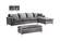 Naomi Grey Velvet Two Piece Sectional Sofa by Meridian Furniture