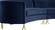 Serpentine Navy Blue Velvet Three Piece Sectional Sofa by Meridian Furniture