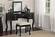 F4146 Black Finish Rubber Wood Vanity Set w/Stool by Poundex