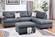 F6414 Blue Grey Polyfiber 3-Pcs Sectional Sofa Set by Poundex