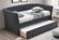 F9451 Charcoal Burlap Day Bed w/Slats & Trundle by Poundex